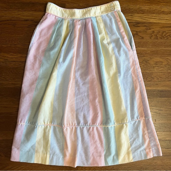 Dresses & Skirts - vintage Union rainbow cotton skirt striped coastal “12” 26” waist